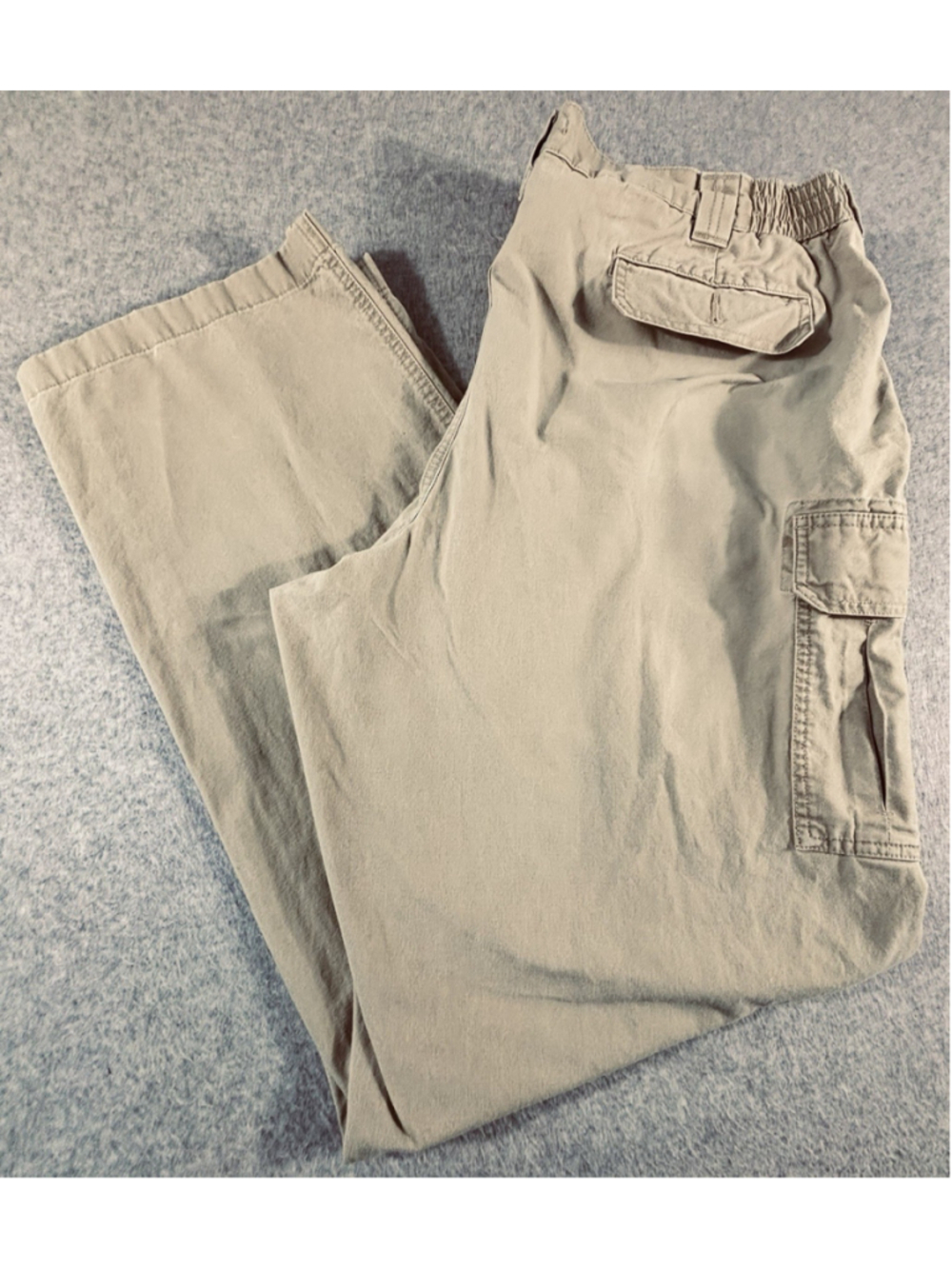 L.L.Bean‎ Cargo Pants Mens 42x34 Khaki Tan Cotton Comfort Waist Hiking Casual